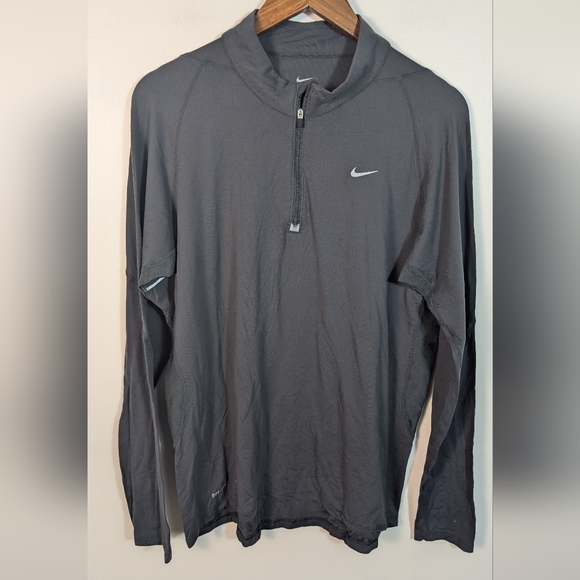 Nike Men's Black Gray Dri Fit Half Zip Outdoor Activewear Long Sleeve Shirt L - Picture 7 of 7